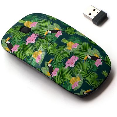 2.4G Wireless Mouse with Cute Pattern Design for All Laptops and Desktops with Nano Receiver - Exotic Tropical Palm