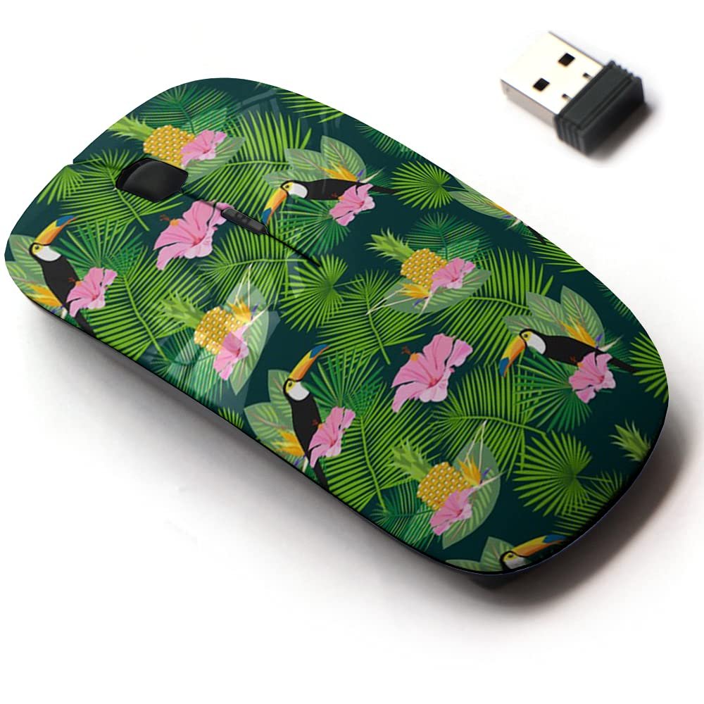 2.4G Wireless Mouse with Cute Pattern Design for All Laptops and Desktops with Nano Receiver - Exotic Tropical Palm
