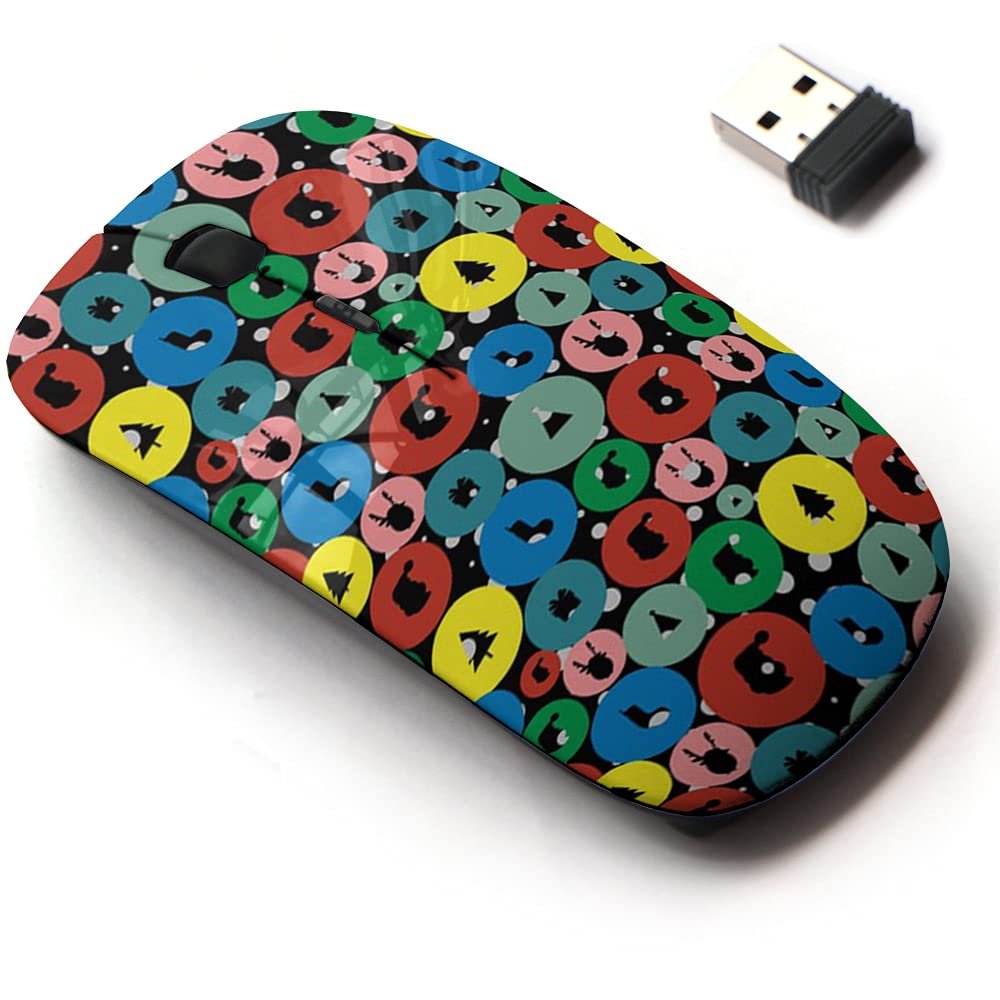 2.4G Wireless Mouse with Cute Pattern Design for All Laptops and Desktops with Nano Receiver - Christmas Artwork Kawaii