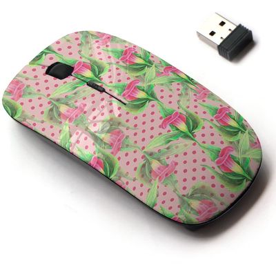 2.4G Wireless Mouse with Cute Pattern Design for All Laptops and Desktops with Nano Receiver - Calla Lily Flower