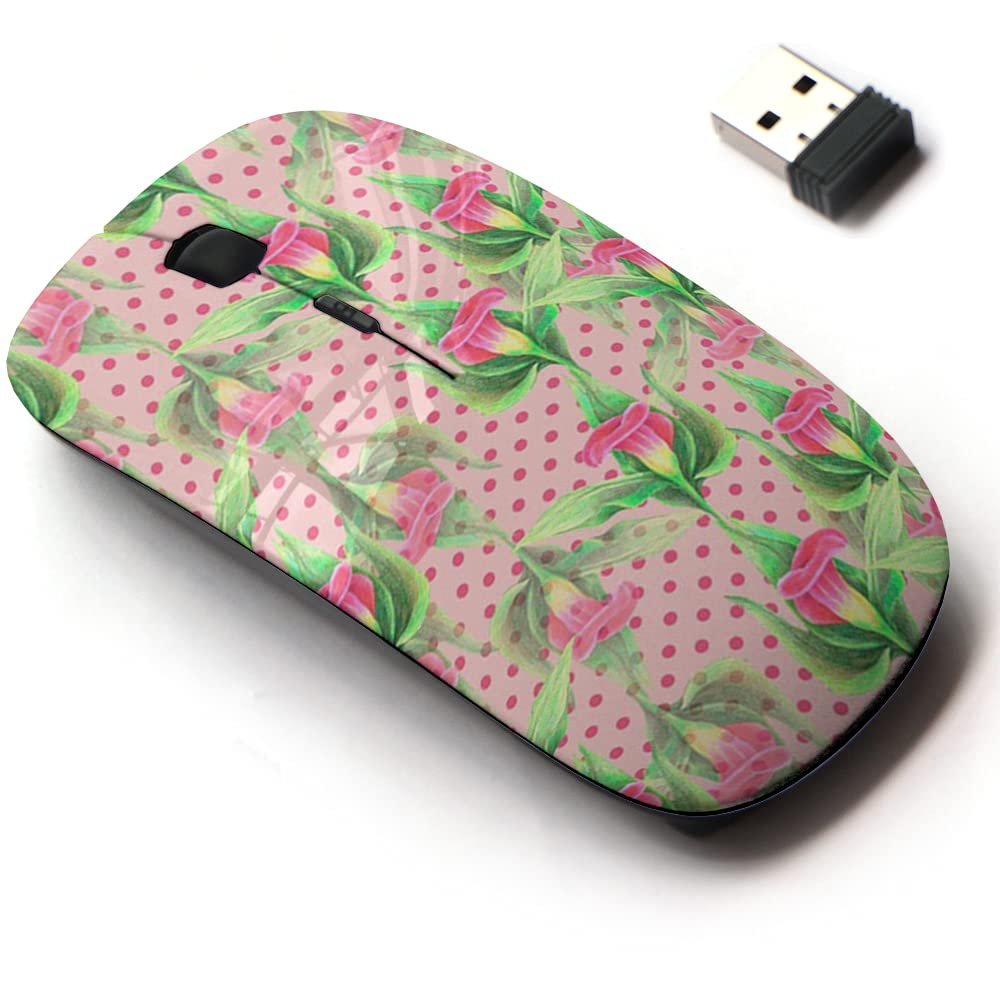 2.4G Wireless Mouse with Cute Pattern Design for All Laptops and Desktops with Nano Receiver - Calla Lily Flower