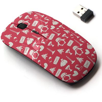 2.4G Wireless Mouse with Cute Pattern Design for All Laptops and Desktops with Nano Receiver - Different Elements Beige