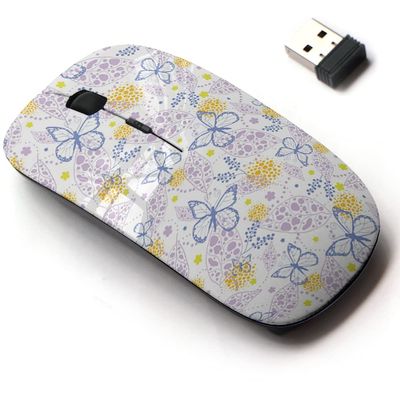 2.4G Wireless Mouse with Cute Pattern Design for All Laptops and Desktops with Nano Receiver - Butterfly Garden