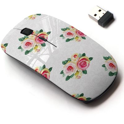 2.4G Wireless Mouse with Cute Pattern Design for All Laptops and Desktops with Nano Receiver - Floral Bouquet Roses