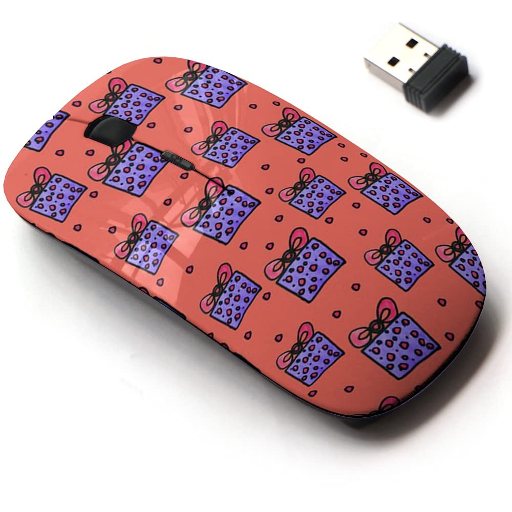 2.4G Wireless Mouse with Cute Pattern Design for All Laptops and Desktops with Nano Receiver - Christmas Boxes Gifts