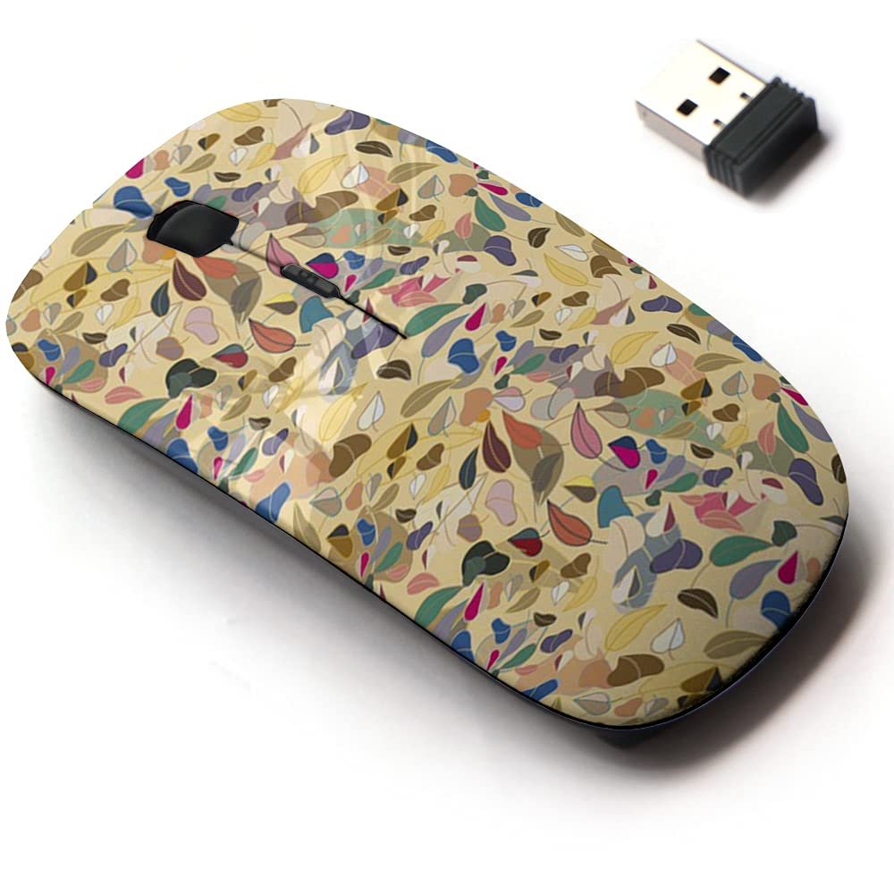2.4G Wireless Mouse with Cute Pattern Design for All Laptops and Desktops with Nano Receiver - Autumn Colored Leaves