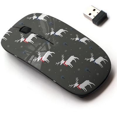 2.4G Wireless Mouse with Cute Pattern Design for All Laptops and Desktops with Nano Receiver - Deer Trees