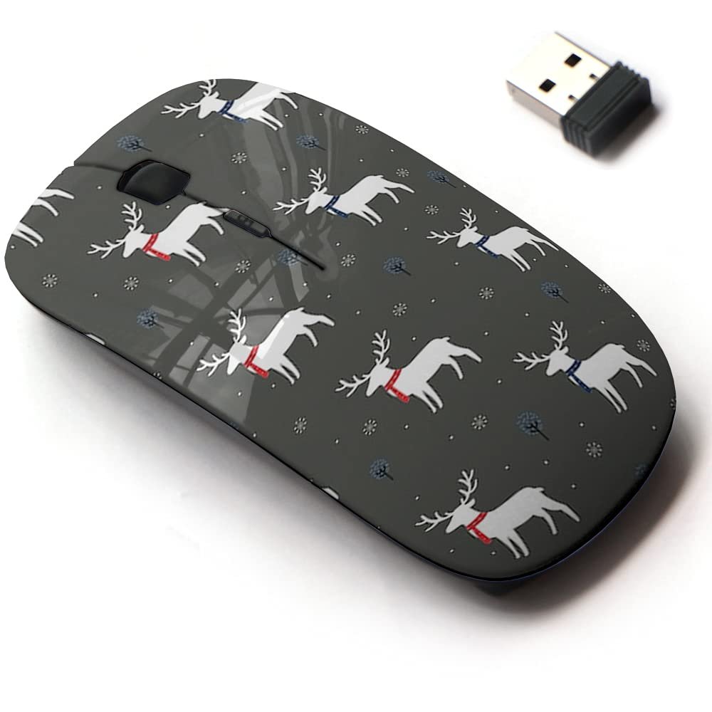 2.4G Wireless Mouse with Cute Pattern Design for All Laptops and Desktops with Nano Receiver - Deer Trees