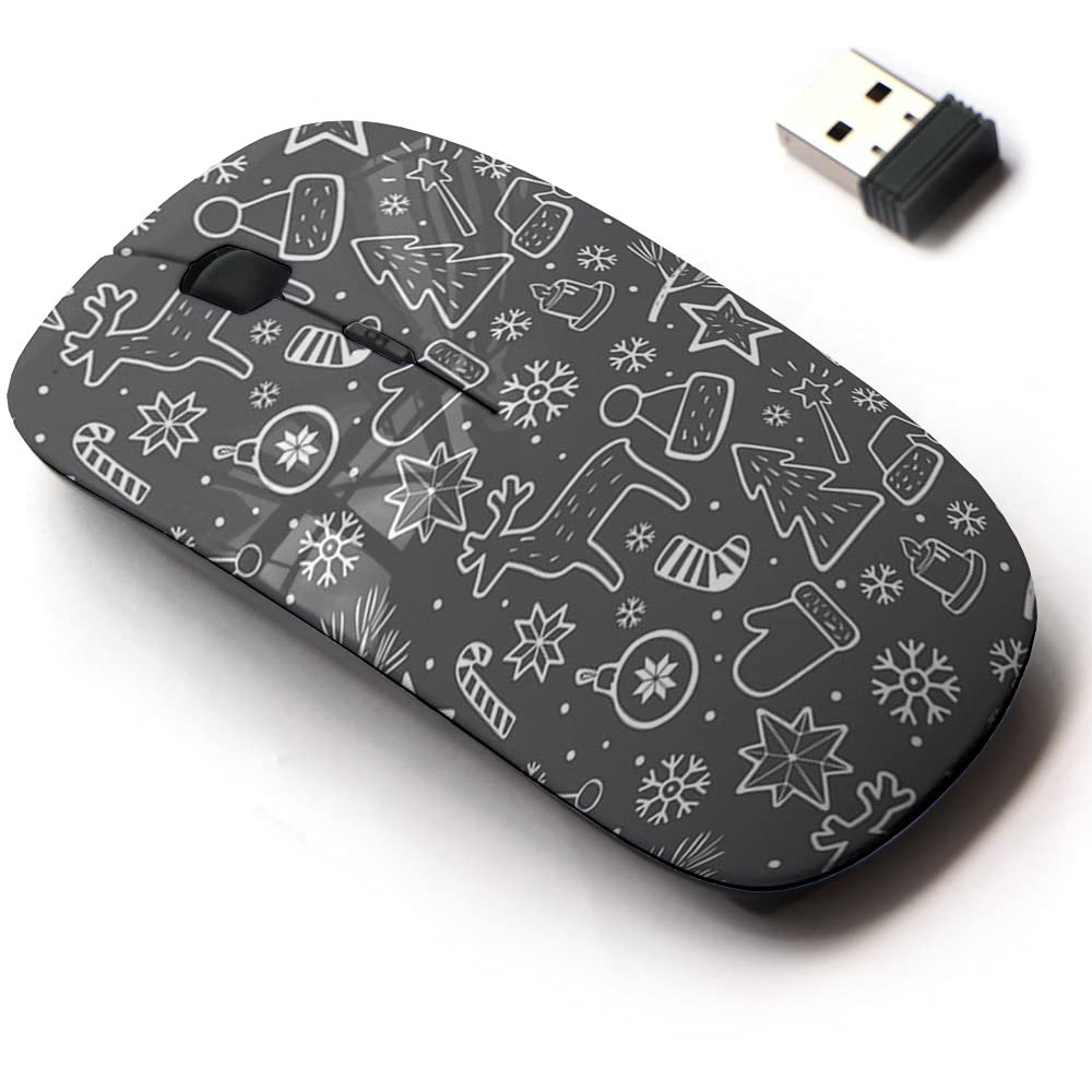 2.4G Wireless Mouse with Cute Pattern Design for All Laptops and Desktops with Nano Receiver - Christmas Graphic Attributes