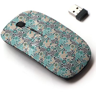 2.4G Wireless Mouse with Cute Pattern Design for All Laptops and Desktops with Nano Receiver - Floral Lily Daisy Jasmine Camellia Sunflower
