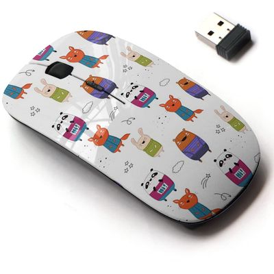 2.4G Wireless Mouse with Cute Pattern Design for All Laptops and Desktops with Nano Receiver - Cartoon Funny