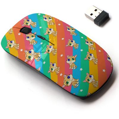 2.4G Wireless Mouse with Cute Pattern Design for All Laptops and Desktops with Nano Receiver - cat Graphic Design