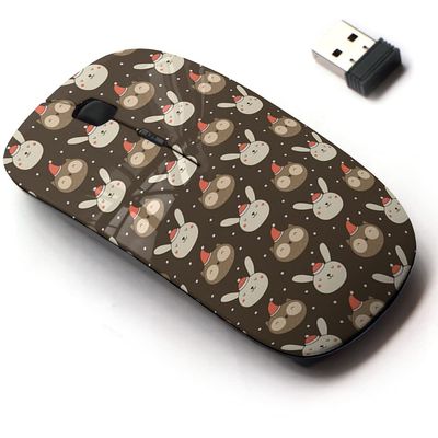 2.4G Wireless Mouse with Cute Pattern Design for All Laptops and Desktops with Nano Receiver - Christmas Cute Bunny owl