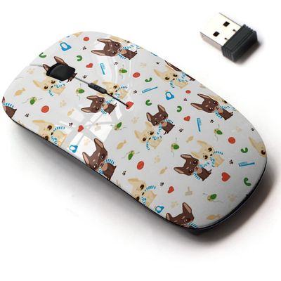 2.4G Wireless Mouse with Cute Pattern Design for All Laptops and Desktops with Nano Receiver - Chihuahua Dog Two Puppies