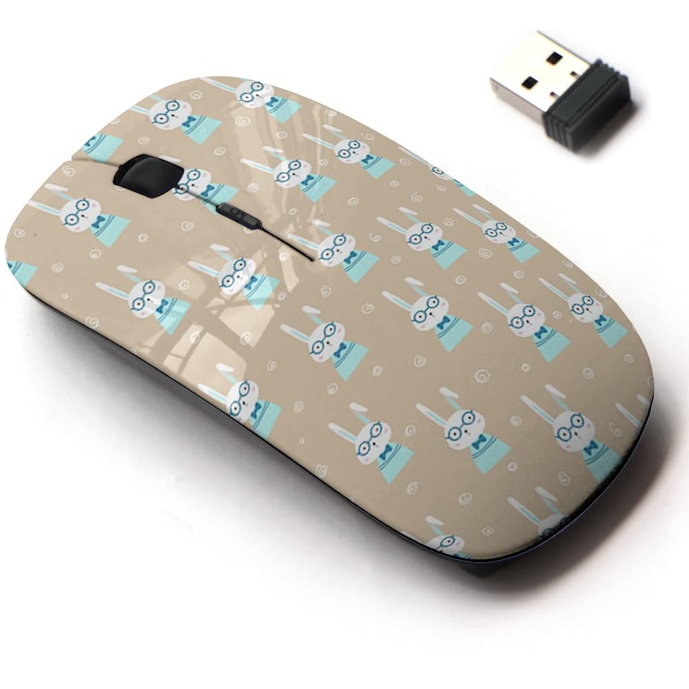 2.4G Wireless Mouse with Cute Pattern Design for All Laptops and Desktops with Nano Receiver - Cartoon Rabbits Kids