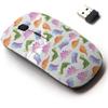 2.4G Wireless Mouse with Cute Pattern Design for All Laptops and Desktops with Nano Receiver - Baby Colorful Dinosaurs view 1
