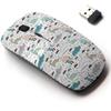 2.4G Wireless Mouse with Cute Pattern Design for All Laptops and Desktops with Nano Receiver - Cute Dino Scandinavian view 1