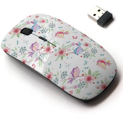 2.4G Wireless Mouse with Cute Pattern Design for All Laptops and Desktops with Nano Receiver - Cute Colorful Decorative