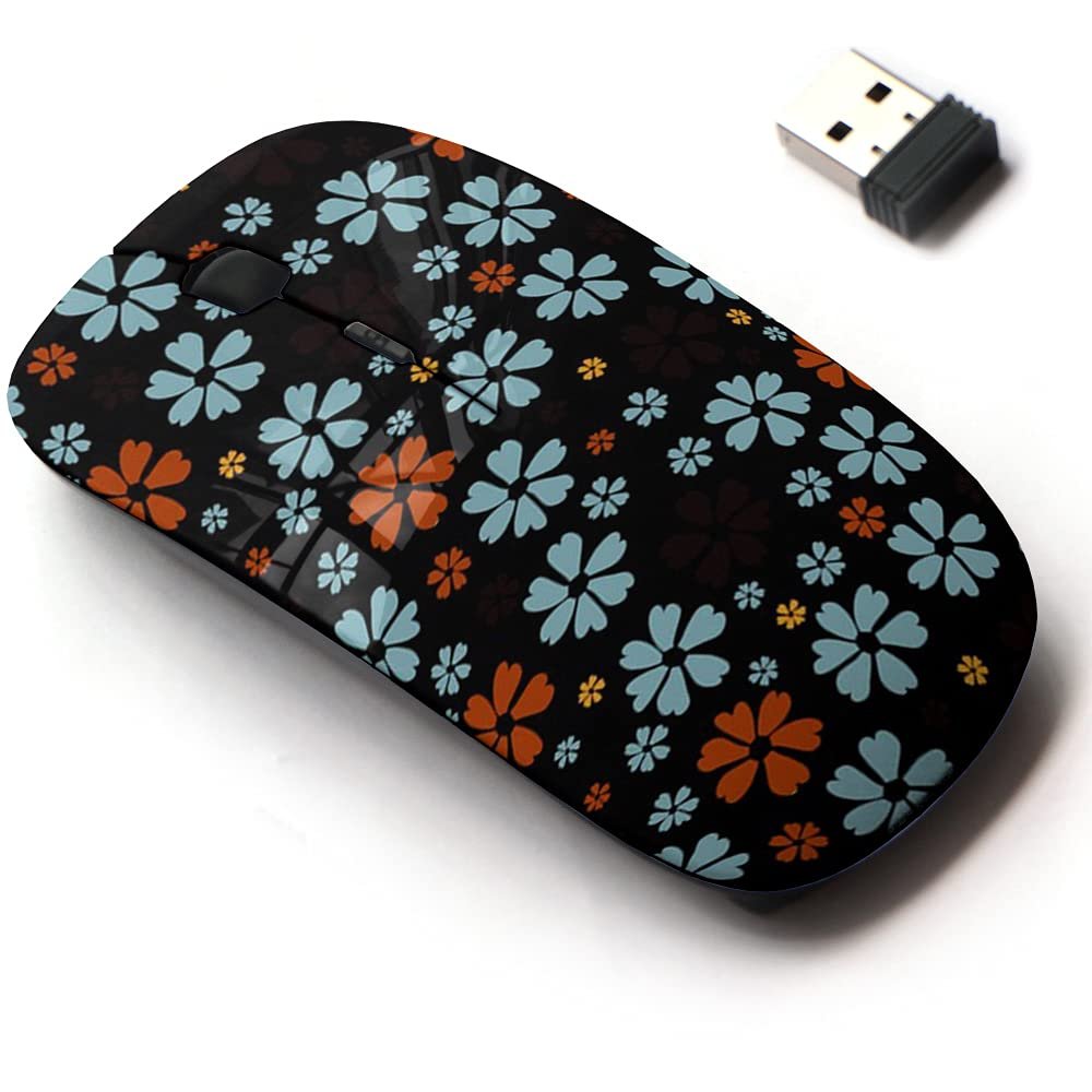 2.4G Wireless Mouse with Cute Pattern Design for All Laptops and Desktops with Nano Receiver - Simple Floral Cute Flowers