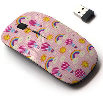 2.4G Wireless Mouse with Cute Pattern Design for All Laptops and Desktops with Nano Receiver - Cute Bunnies hot air Balloons
