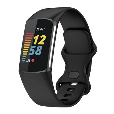 Bands Compatible with Fitbit Charge 5 Band Soft Silicone Waterproof Adjustable Sport Watch Strap Replacement Wristbands for Charge 5 Advanced Fitness & Health Tracker Band Accessories (Black, Small)