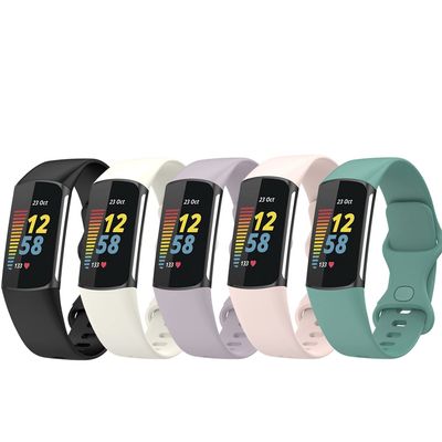 Bands Compatible with Fitbit Charge 5 Fitness Watch Replacement Charge 5 Watch Band Adjustable Bracelet Accessory Strap for Charge 5 Wristbands W/Metal Buckle Women Men (5ColorsB, Large)