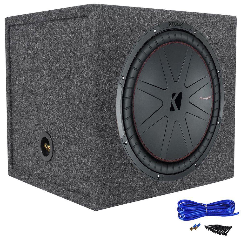 KICKER 48CWR154 COMPR15 15" 1600 Watt Car Subwoofer+Sealed Sub Box Enclosure