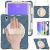 2021 New iPad mini6 case 6th Generation 8.3 inch Detachable Shoulder Strap 360 rotatable Hand Strap Kickstand Pencil Holder Pencil Charging Shockproof Silicone (iPadmini6, Gray Blue) view 2
