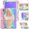 2021 New iPad mini6 case 6th Generation 8.3 inch Detachable Shoulder Strap 360 rotatable Hand Strap Kickstand Pencil Holder Pencil Charging Shockproof Silicone (iPadmini6, Colorful Pink) view 2