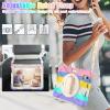 2021 New iPad mini6 case 6th Generation 8.3 inch Detachable Shoulder Strap 360 rotatable Hand Strap Kickstand Pencil Holder Pencil Charging Shockproof Silicone (iPadmini6, Colorful Pink) view 3