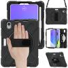 2021 New iPad mini6 case 6th Generation 8.3 inch Detachable Shoulder Strap 360 rotatable Hand Strap Kickstand Pencil Holder Pencil Charging Shockproof Silicone (iPadmini6, Black)