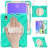 2021 New iPad mini6 case 6th Generation 8.3 inch Detachable Shoulder Strap 360 rotatable Hand Strap Kickstand Pencil Holder Pencil Charging Shockproof Silicone (iPadmini6, Mint Green) view 3