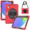 2021 New iPad mini6 case 6th Generation 8.3 inch Detachable Shoulder Strap 360 rotatable Hand Strap Kickstand Pencil Holder Pencil Charging Shockproof Silicone (iPadmini6, Red)