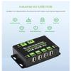 Industrial Grade USB HUB, with Metal Case, Extending 4X USB 2.0 Ports, ESD Protection, Support Multiple OS, Plug & Play view 4