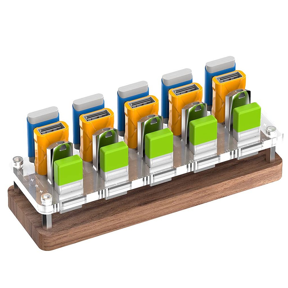 AOJUE 20 Slots Wooden Memory USB Flash Disk Card Case, TF Card Box and Micro SD Drive Card Holder Desk, U-Shield Memory Storage Racks