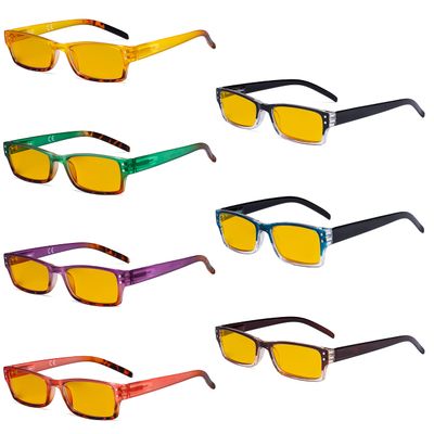 Eyekepper 7-pack Blue Light Filter Glasses Women - Fashion Computer Eyeglasses Amber Tinted +1.50