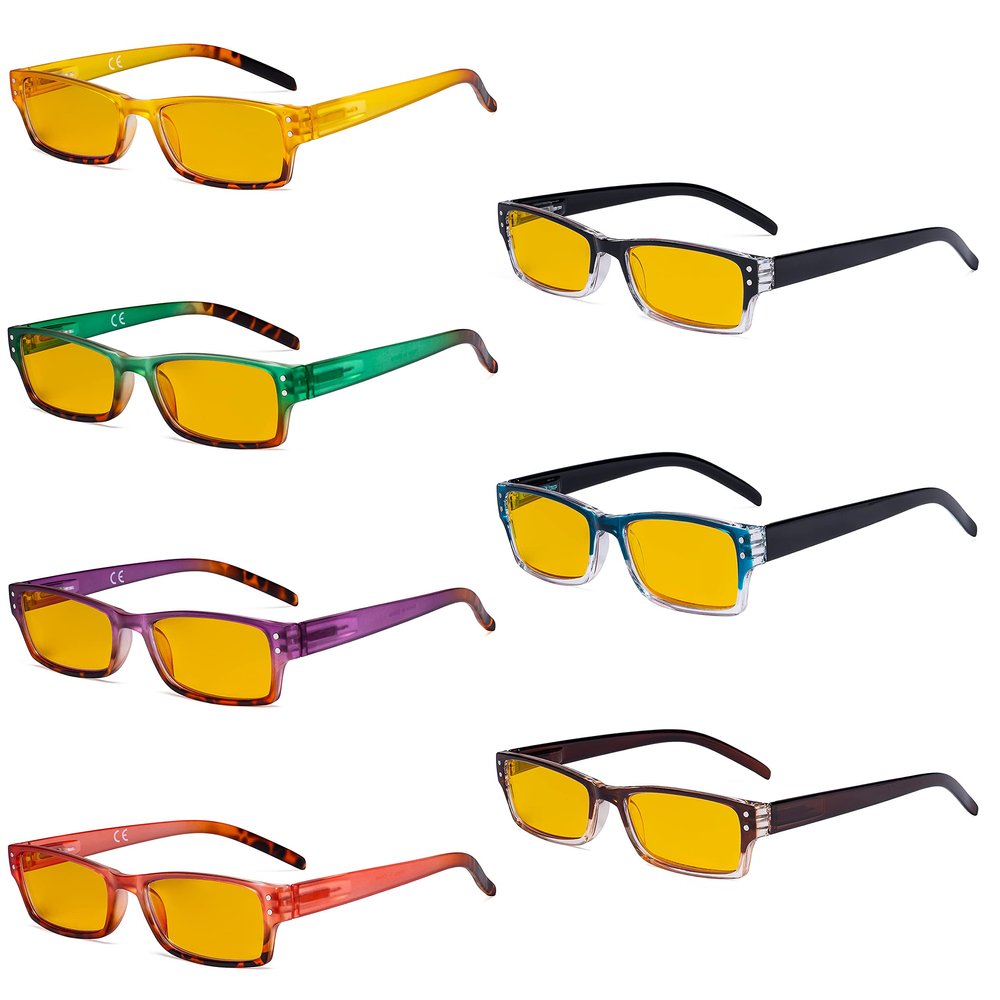 Eyekepper 7-pack Blue Light Filter Glasses Women - Fashion Computer Eyeglasses Amber Tinted +1.50