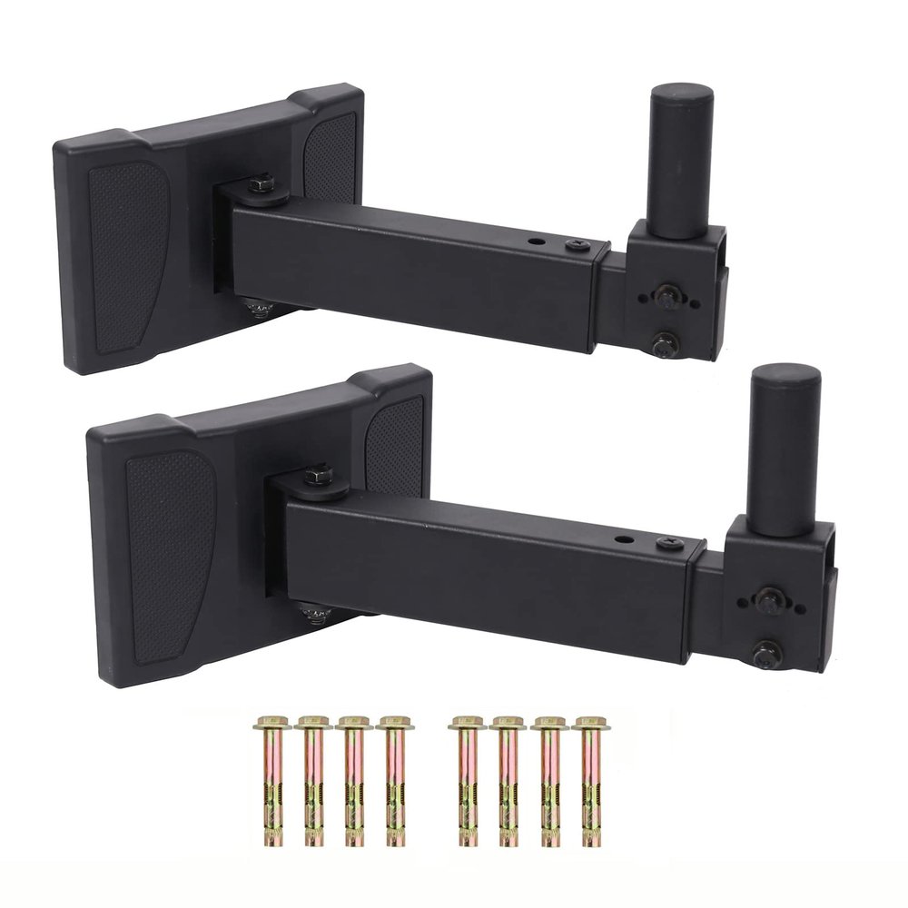 Howonder HD-339 Heavy Duty Speaker Wall Mount,Hold up to 100lbs,Speaker Wall Mount Bracket Design for Professional Audio PA Speakers,Screw Hidden (2 Packs Black)