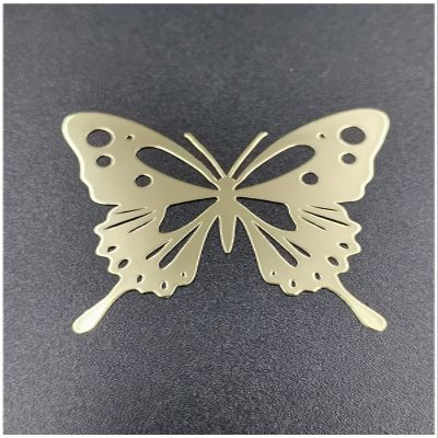 2pcs Metal Butterfly Badge Chrome Decal Logo Signs Mobile Phone Cellphone Laptop Ipad Case Cover Box Skin Stickers (Gold)