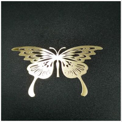2pcs Gold Metal Butterfly Name Badge Chrome Decal Logo Signs Mobile Cellphone Laptop Ipad Case Cover Skin Stickers Car Sticker (Gold)