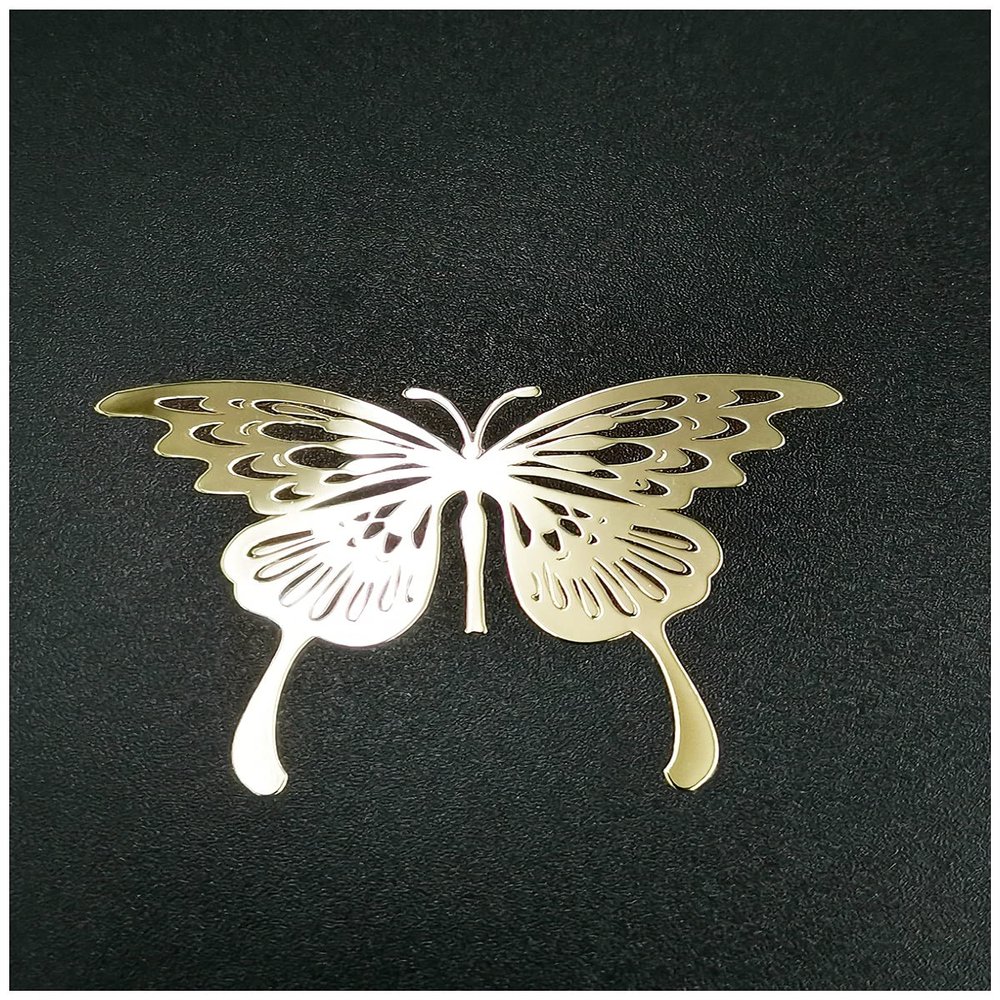 2pcs Gold Metal Butterfly Name Badge Chrome Decal Logo Signs Mobile Cellphone Laptop Ipad Case Cover Skin Stickers Car Sticker (Gold)