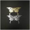 2pcs Gold Metal Butterfly Name Badge Chrome Decal Logo Signs Mobile Cellphone Laptop Ipad Case Cover Skin Stickers Car Sticker (Gold) view 3