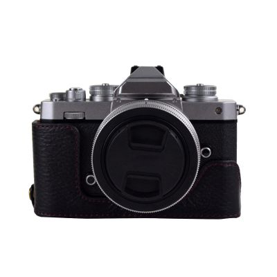 ZFC Case, MUZIRI KINOKOO Genuine Leather Half Body Camera Base Case Bag Cover for Nikon Z fc Zfc with Bottom Opening Design Black