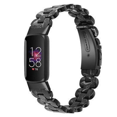 TryBest Resin Watch Band Compatible with Fitbit Luxe,Fashion Breathable Replacement Stretchy Resin Skin-Friendly Strap Adjustable Sport Watch Strap 5.5-8.1 inch for Women Men