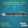 DISCOUNT PROMOS 50 Twist Action Metal Stylus Pens Pack - Customizable Text, Logo - Two in One, Smooth, Black Ink - Black view 2