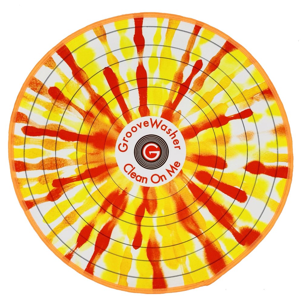 GrooveWasher 'Splash' Record Cleaning Mat | Professional Work Mat for Cleaning Vinyl Records, Lg 16 Dia, Thick Double (2-ply) Layered Microfiber, Protect Delicate Vinyl Records While Cleaning