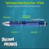 DISCOUNT PROMOS 10 Twist Action Metal Stylus Pens Pack - Customizable Text, Logo - Two in One, Smooth, Black Ink - Blue view 3