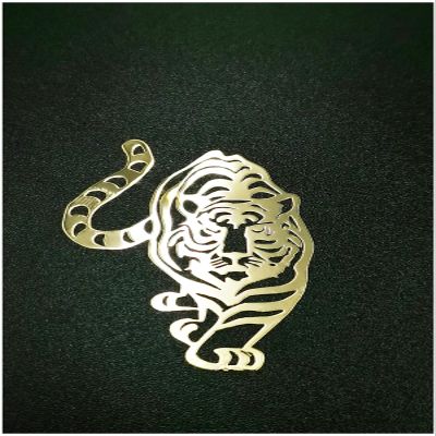2pcs Gold Metal Tigher Badge Chrome Decal Logo Signs Mobile Phone Cellphone Laptop Ipad Case Cover Box Skin Stickers (Gold)