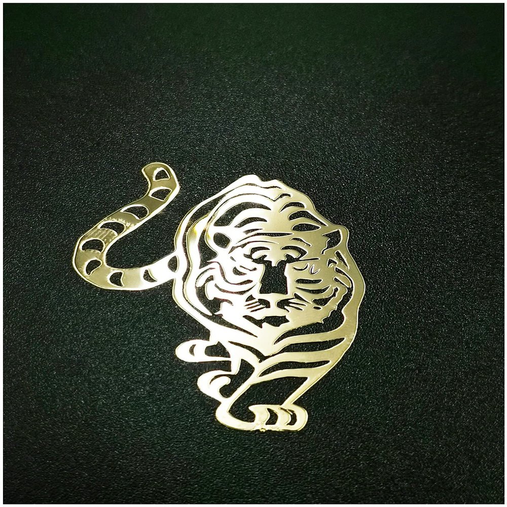 2pcs Gold Metal Tigher Badge Chrome Decal Logo Signs Mobile Phone Cellphone Laptop Ipad Case Cover Box Skin Stickers (Gold)