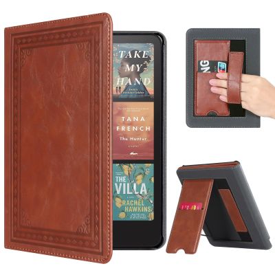CoBak Case with Stand for Kindle Paperwhite 12th Gen 2024 Released (7") & Kindle Colorsoft Signature Edition - Durable PU Leather Cover with Auto Sleep Wake, Card Slot, Hand Strap Feature, Vintage